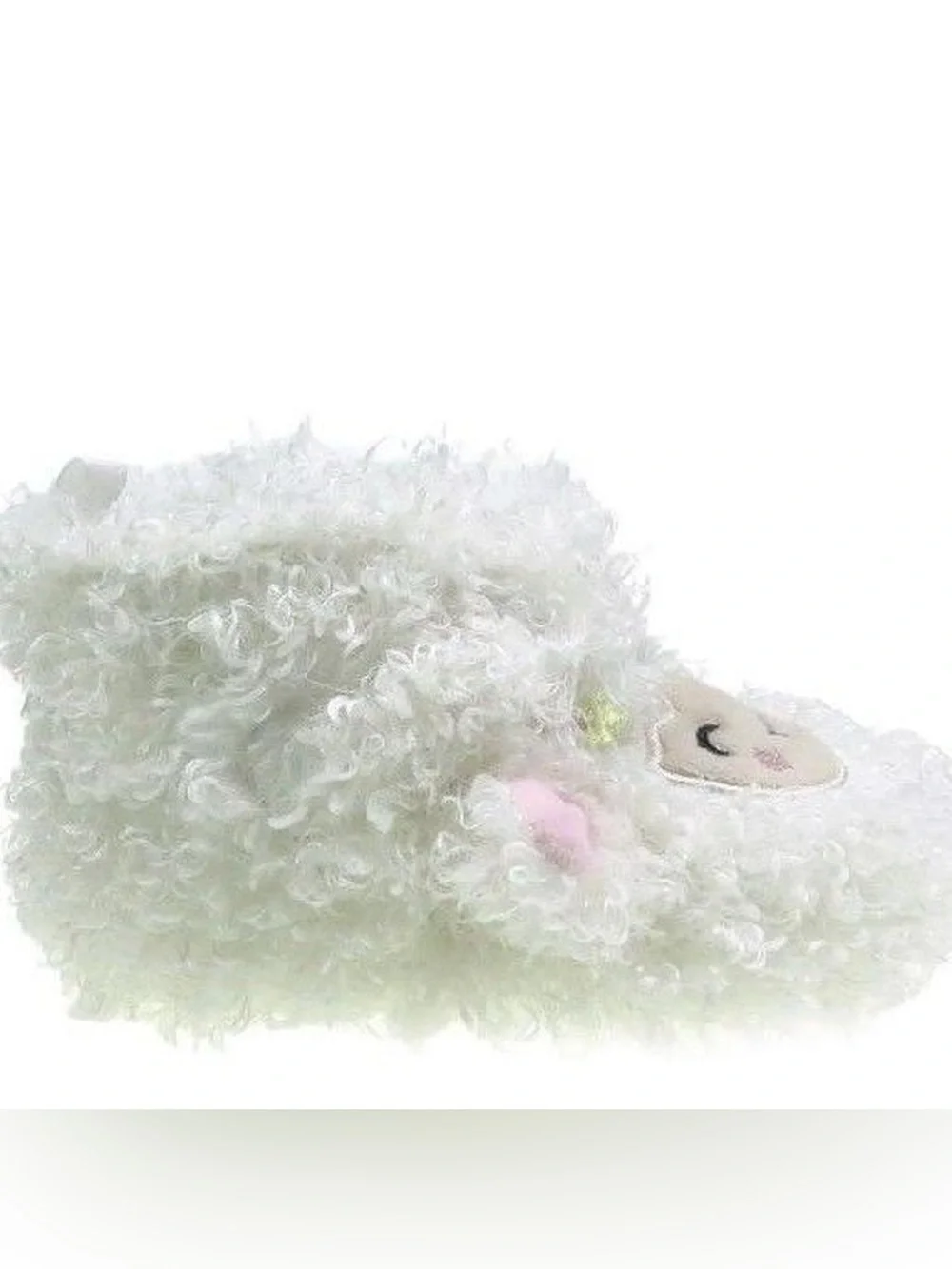 NWT Baby Girl White Plush Lamb Slippers Size 6